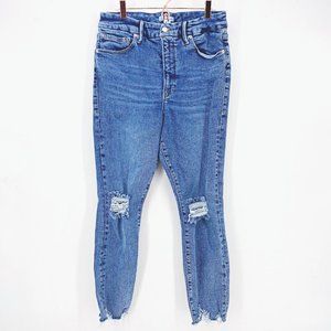 Good American Good Waist Crop Chewed Hem Jeans